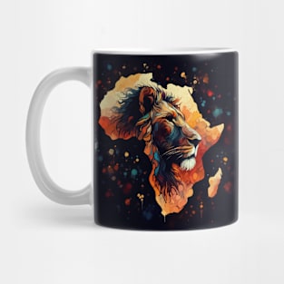 Africa silhouette lion savannah abstract style Mug